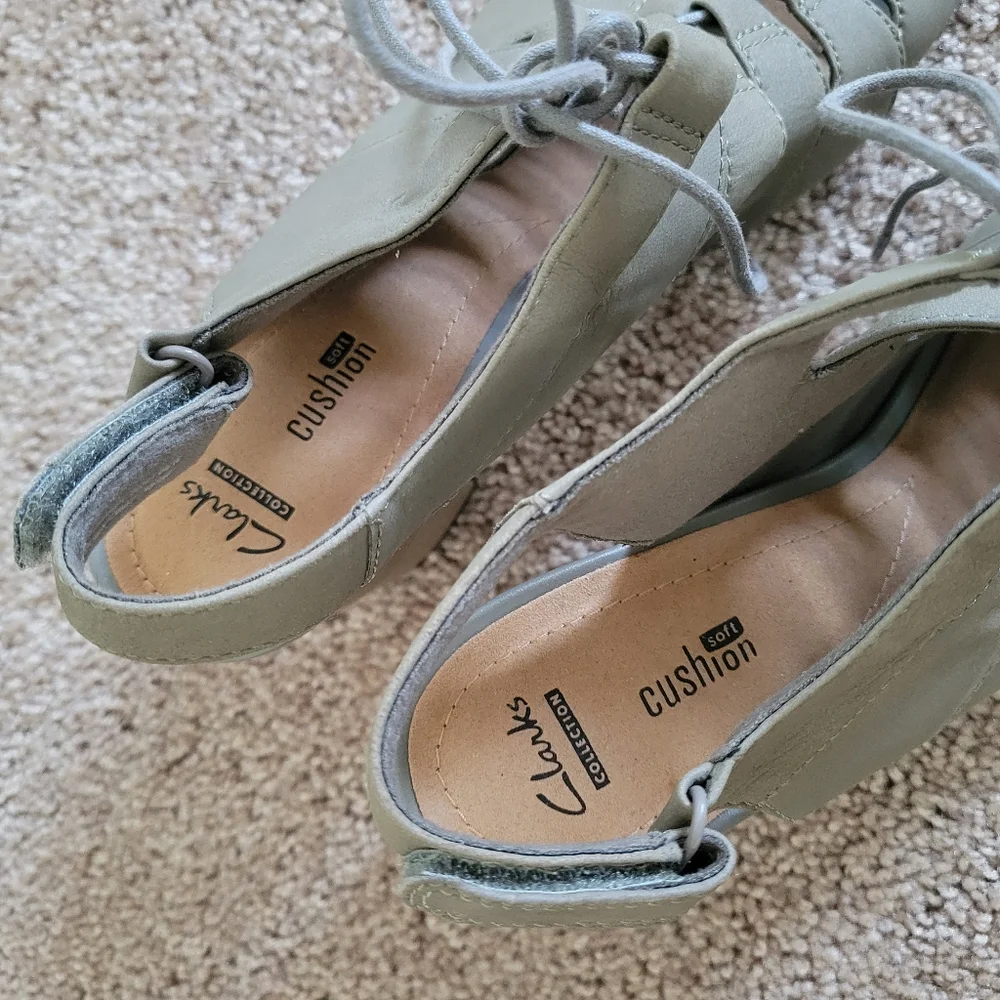 Clarks Banoy Waneta‎ Lace Up Sandal Heel Shoes NWT